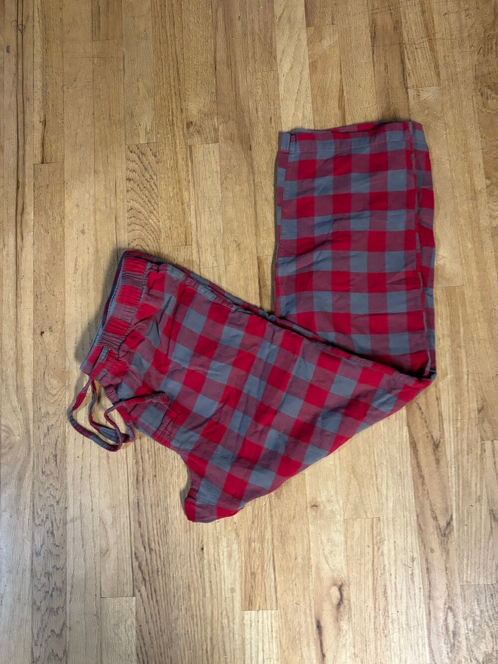 Men’s GAP Red Gray Cotton Flannel Plaid Pajama Pants Drawstring Pockets, XXL